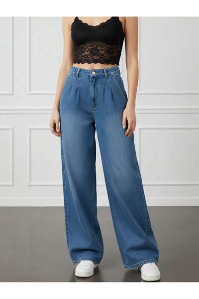 SHEVEGA Women's Blue Front and Back Pencil-Style Loose-Leg Jeans