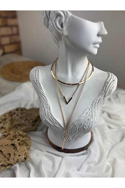 SEDEF TAKI Gold uzun tasarım zincir kolye