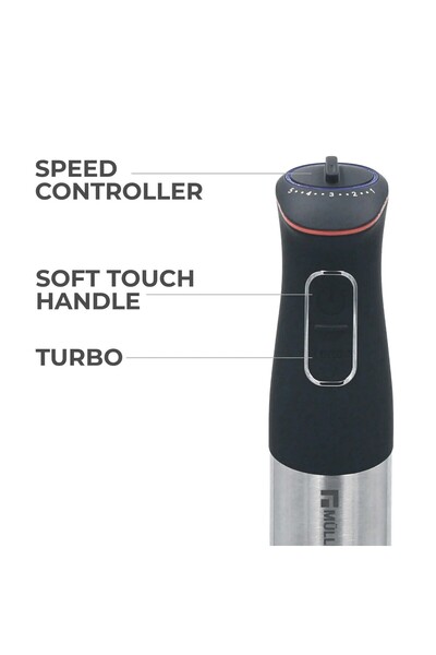 Muller Koch 4-in-1 Hand Blender 1000W Variable Speed Control, Includes Chopper, Blender, and Whisk, MK-6053
