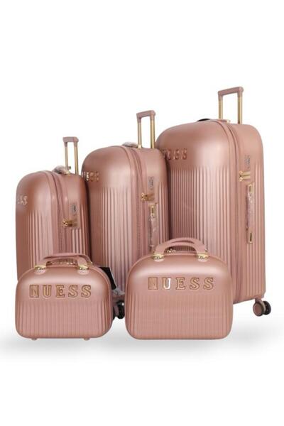 nuess Travel bag set - 5 pieces, including 3 trolley bags and 2 makeup bags - with flexible covers - and a fixed digital lock