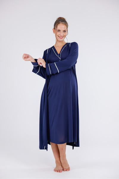 Yulem Homewear Set de 2 cămăși de noapte pentru gravide, cu mâneci lungi, din...