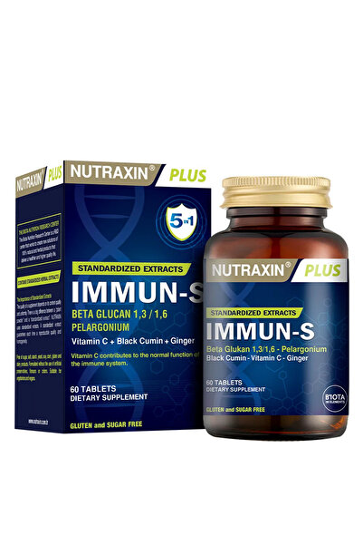 Nutraxin Immun-S 60 Tablets Beta Glucan 1,3/1,6-Fenugreek-Ginger - African Fenugreek-Vitamin C (2 Pcs)