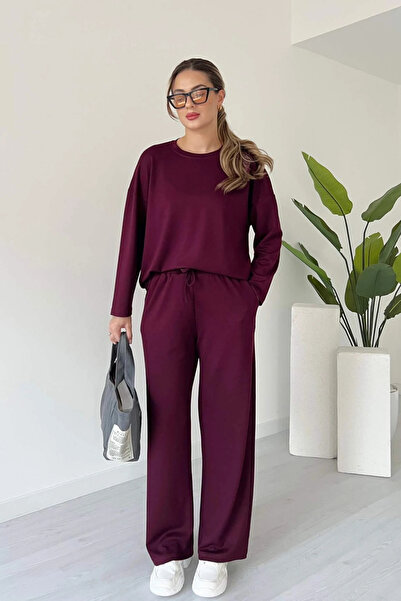 MODAMİNEM Set de trening de bază cu mânecă lungă din țesătură modal pentru femei