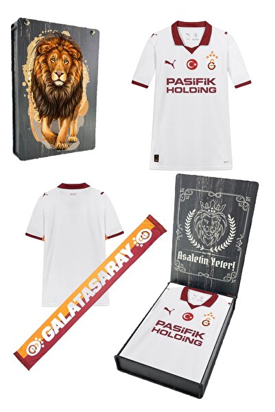 Galatasaray Orijinal Lisanslı 2024/25 Alternatif Beyaz Forma + Şal Kaşkol Set Hediyelik Set