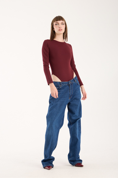 Gugus Body pentru femei, cu mâneci lungi, cu decolteu, cu fermoar/ZIBIN