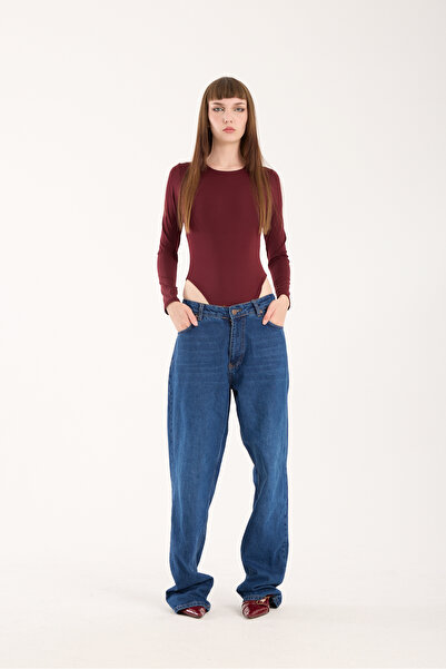 winmoda Crew Neck Bodysuit with Snap Closures - Long Sleeve Bodysuit with Sna...