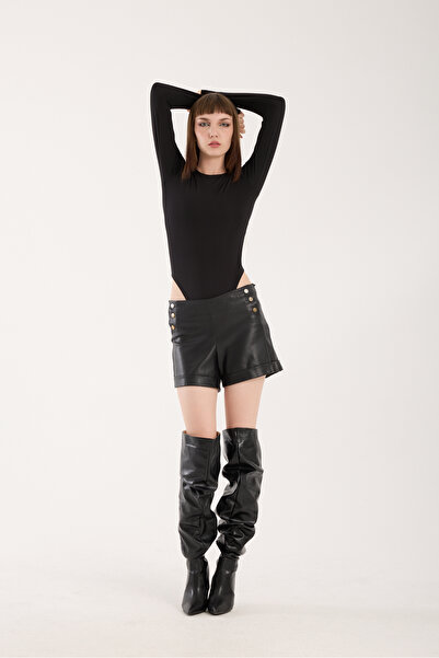 winmoda Body cu decolteu rotund și cu închidere cu fermoar - Body cu închider...