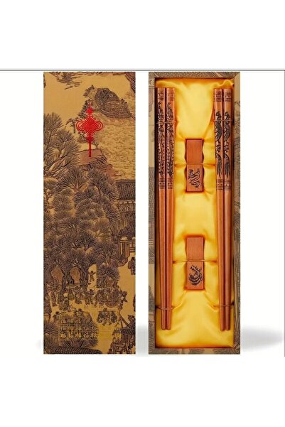 esdekor Chinese Dragon with Wood 2 Pairs of Reusable Wooden Trash Can Lids