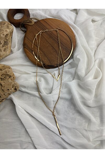 SEDEF TAKI Gold uzun tasarım zincir kolye