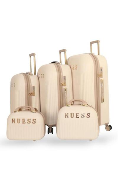 nuess Travel bag set - 5 pieces, including 3 trolley bags and 2 makeup bags - with flexible covers - and a fixed digital lock