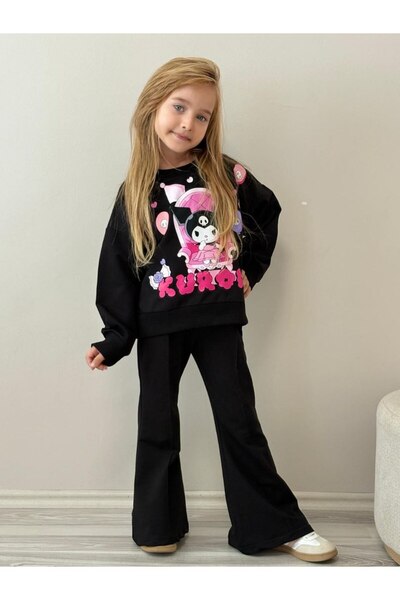 Kids Siyah İspanyol Paça Altlı Takım