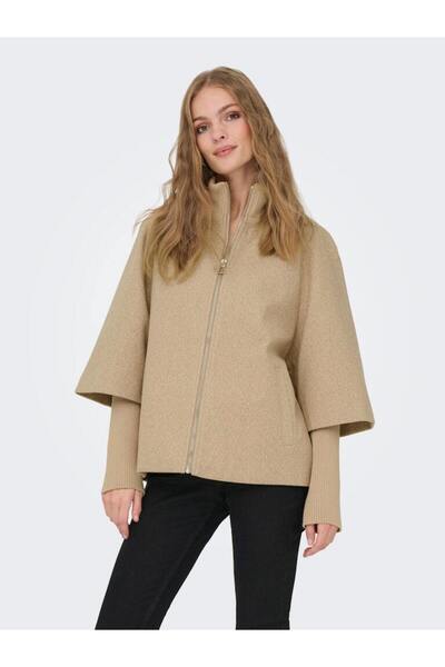 ONLY JDY Γυναικείο μπουφάν με ψηλό γιακά με εσωτερικό μανίκι, ανοιξιάτικο μπεζ μπουφάν - 15353907