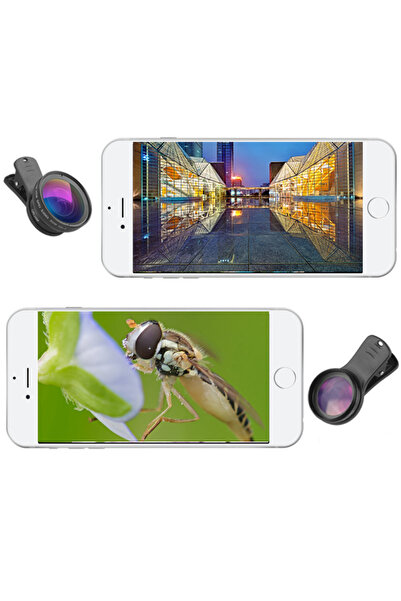 APEXEL Set Lentile Telefon HD 2-în-1 cu Clips – 0.45x Wide + 12.5x Macro, Universal, Negru