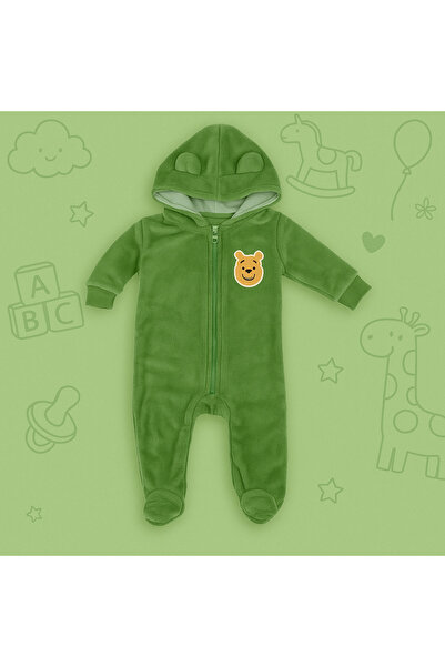 Winnie The Pooh Baby fleece jumpsuit 0-12 months, warm with hood and zipper, soft material, Disney