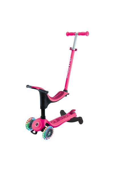 Globber Go Up Sporty 360 Kids Scooter with LED Lights – Foldable Adjustable 3 Wheel Kick Scooter – Fuchs