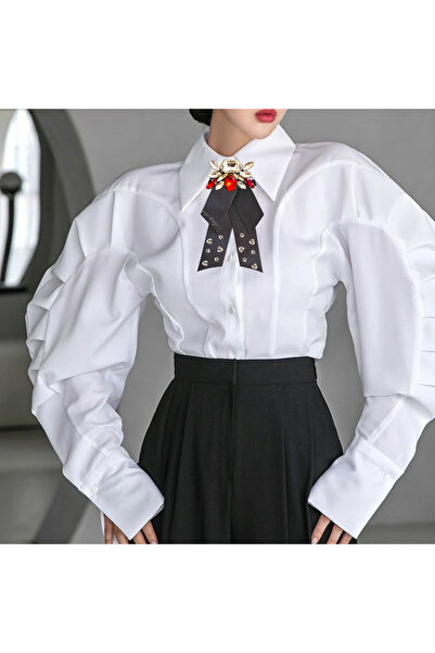 pegu baby collection TAŞLI, SİYAH SATEN,KRAVAT YAKA ÇİÇEĞİ,YAKA BROŞ,Okul,çan...