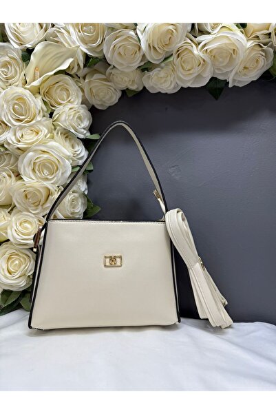 Mimoza Çanta حقيبة يد وكتف صغيرة كريمية نسائية