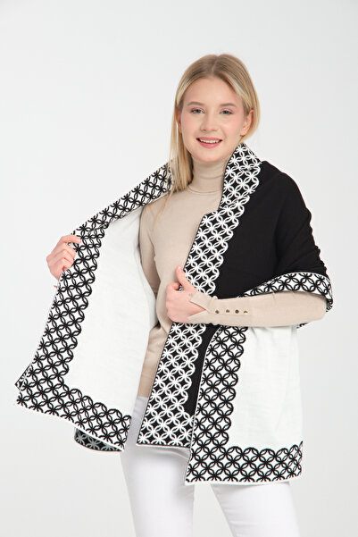 Cebe Ring-Patterned Shoulder Shawl, Double-Sided Knitwear Shoulder Shawl