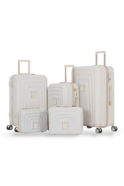 DİMA Dabsh Bride Travel Bag Set - 5 pieces, including 3 trolley bags and 2 makeup bags - with double covers - and an expansion zipper