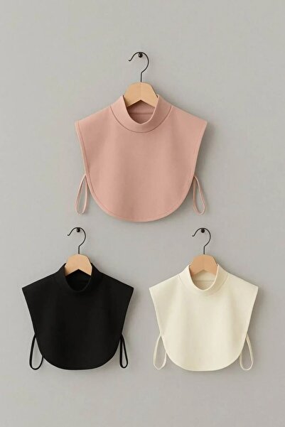 İSTANBULSTYLEMODA Hidžab crno-belo-roze 3-dijelni ovratnik -SHAL BYK090925