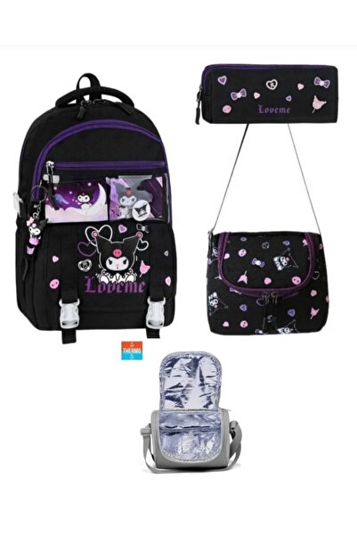 KY Kız İlkokul Ortopedik Romi 3'lü Set Kalemlik Folyolu Beslenme Çantalı 4 Bö...