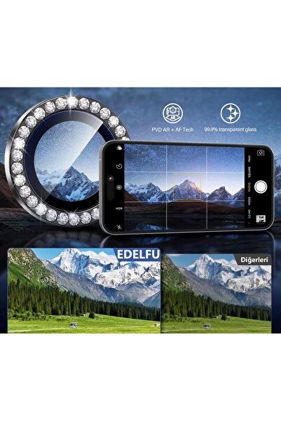 EDELFU iPhone 17 Air Stone Camera Lens Protector |   9H Hardness, Flashy Scratch-Resistant Camera Protection