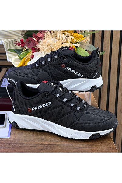 PRAYDER Ανδρικά αθλητικά παπούτσια εξωτερικού χώρου, αδιάβροχα, θερμοαντιολισθητική σόλα - Μαύρο Λευκό