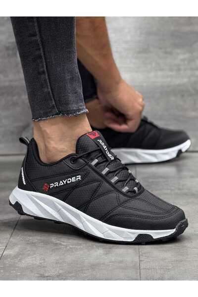 PRAYDER Men's Outdoor Waterproof, Thermo Non-Slip Sole Sports Shoes - Black White