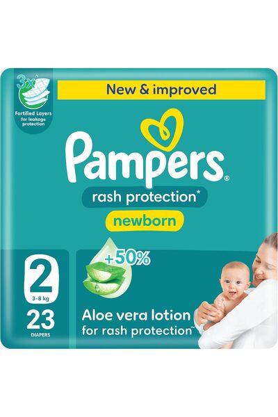 Pampers Aloe Vera Lotion +50% Leakproof Taped Rash Defense Diapers Size 2 (23s)