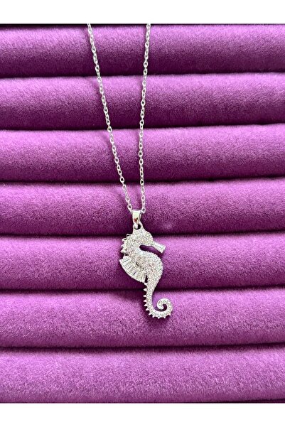ACQUA BELLA 925 Ayar Gümüş Kaplama Zirkon Taşlı Deniz Atı Seahorse Kolye – Özel Hediye Kutulu, Zarif Tasarım