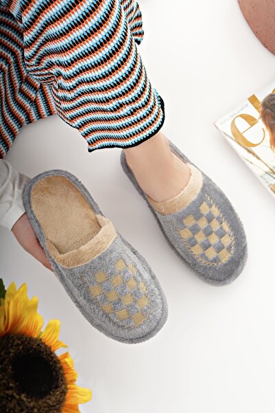Modafırsat Women's House Slippers Plush Washable Wool Inside Fur Slippers Guest Dowry Bundle Bridal Slippers