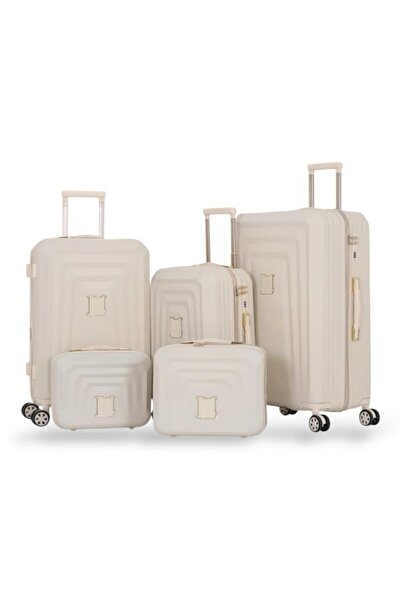 DİMA Dabsh Bride Travel Bag Set - 5 pieces, including 3 trolley bags and 2 makeup bags - with double covers - and an expansion zipper