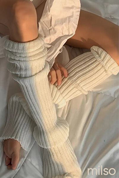 MİLSO Women's White Color Thick Knit Below Knee Leggings - Soft and Stretchy Leg