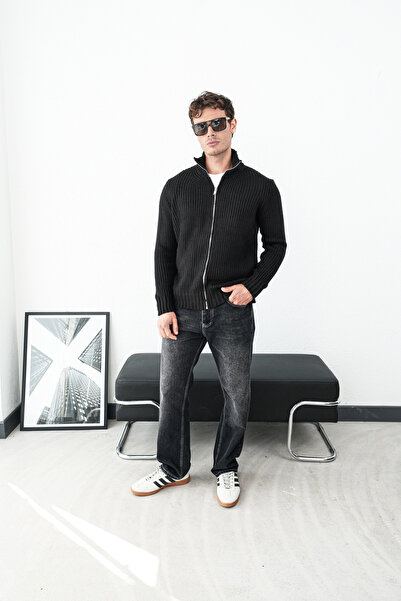 MARRAKECH Zippered Knitted Thick Cardigan