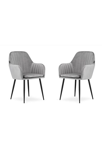 Avex Set de 2 scaune de bucătărie/living, Artool, Lugo, catifea, metal, argin...