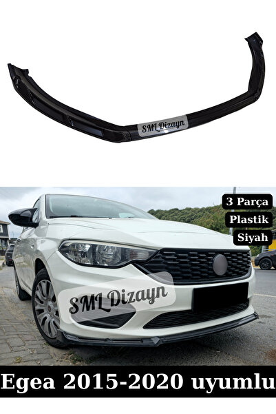 SML Dizayn Fiat Egea Ön Lip Ek Karlık 2015-2020 Siyah Plastik Egea Ön-Tampon-Karlık-Lip-Ek