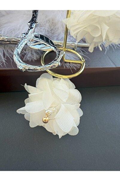 Nevgiss Aksesuar Tül Çiçekli Boncuklu Altın Kaplama Malzemeli Konsept Kararmaz Küpe Çift, Party, Özel Gün, Düğün