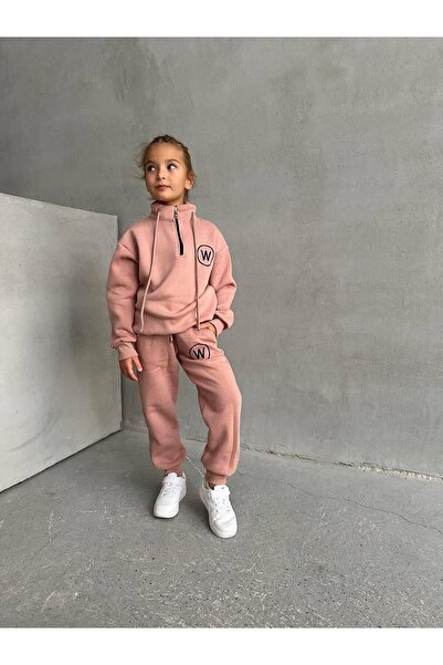 WİKİBOOM Embroidered Half Zipper High Neck 3-Ply Sharpened Bottom Top Girl's ...