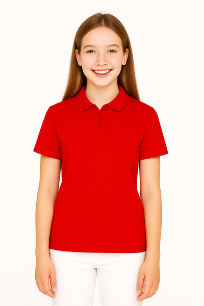 Sibel Günay Butik Μπλουζάκι με λαιμόκοψη πόλο για νέους |   Κόκκινο |   100% ...