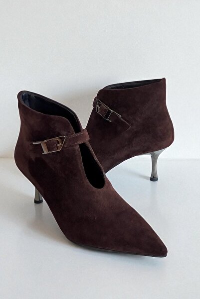 ERS Air Comfort حذاء نسائي من الجلد السويدي الأصلي باللون البني - حذاء أنيق ب...