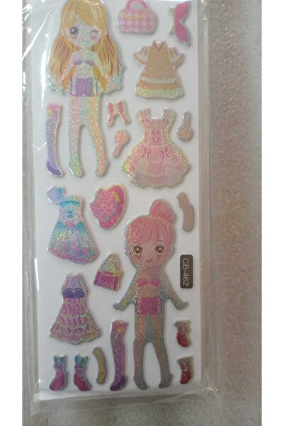 BADE TOYS Sparkly STICKERS KIZ GİYDİRME Temalı Kabartma Stıcker 6 Kartela