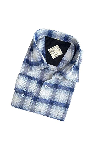 GÖMLEK GALERİSİ Classic Wide Cut Plaid Flannel Long Sleeve Men's Shirt