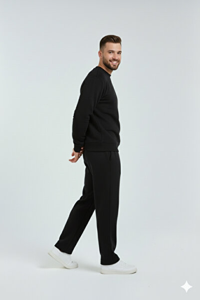 OXVİN Σετ φόρμας oversize με ίσιο πόδι, με λαιμόκοψη τριπλής κορδέλας, μαλακό εσωτερικό βαμβακερό