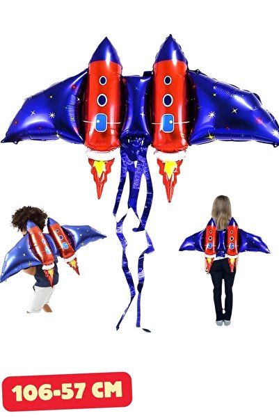 Baloncu Nene Roket Kanat Folyo Balon Doğum Günü Folyo Balon Karekter Folyo Ba...