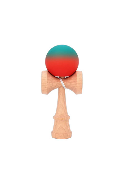 Berbis Kendama X Originala - Jucarie din Lemn, 18 cm, Model Rosu-Verde in Deg...