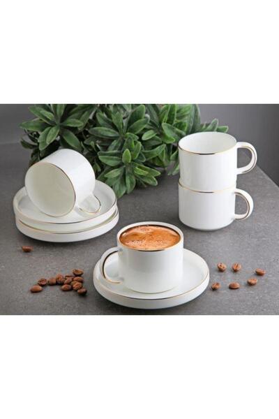 GÖNÜL Kahve Takımı Sade Beyaz&Altın G3425