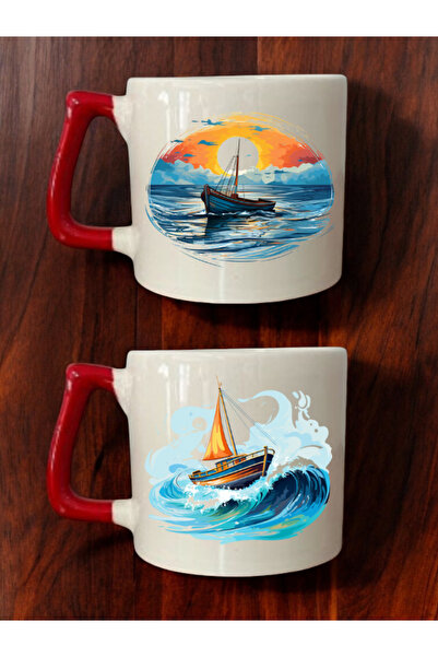 lili hediyelik كوب قهوة سيراميك مطبوع عليه صندل - كوب سيراميك للشاي والقهوة ك...