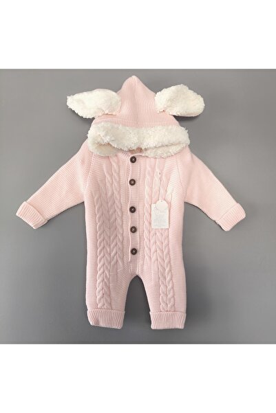 Renata's Unisex Girl Boy Baby Bunny Ear Hooded Knitwear Knitted Inside Welsoft Winter Romper
