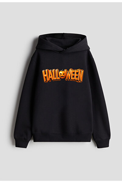 MODA Хелоуин с принт за жени, мъже и деца, черна суитшърт с качулка