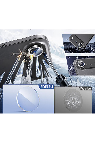 EDELFU iPhone 17 Air Stone Camera Lens Protector |   9H Hardness, Flashy Scratch-Resistant Camera Protection